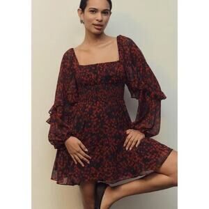 Anthropologie X Hutch Women's XS P Petite  Flounce Mini Romper Sheer Sleeves